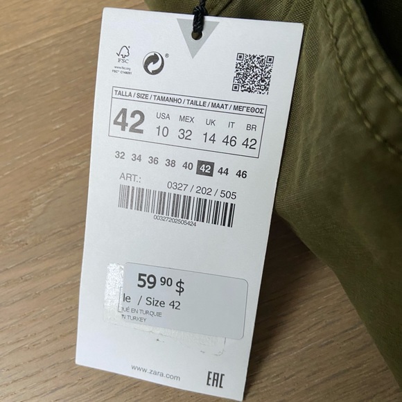 Zara lightweight cargo pants - size 10 US - olive green - Picture 3 of 4